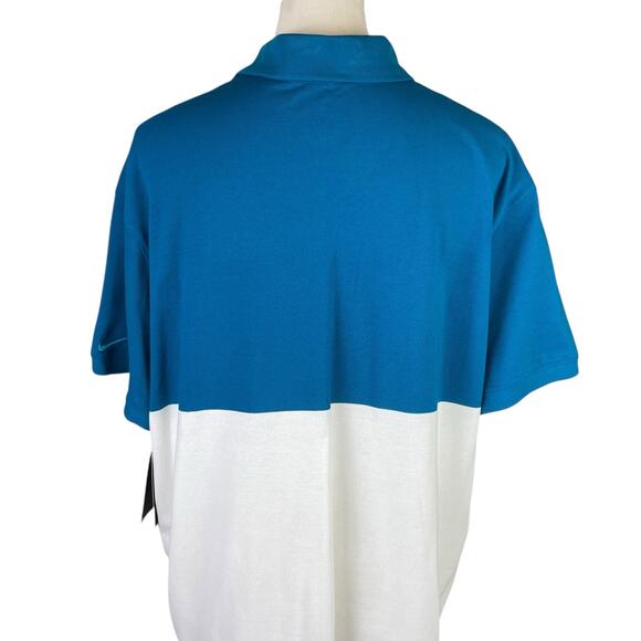 Nike NWT Women's Dri-Fit Teal White Colorblock Pique Knit Quarter Zip Golf Polo - Picture 7 of 13